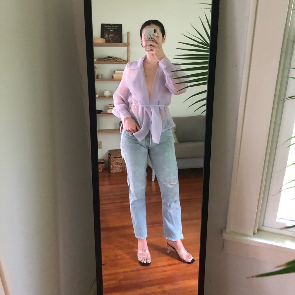 Sheer Lilac Wrap Top